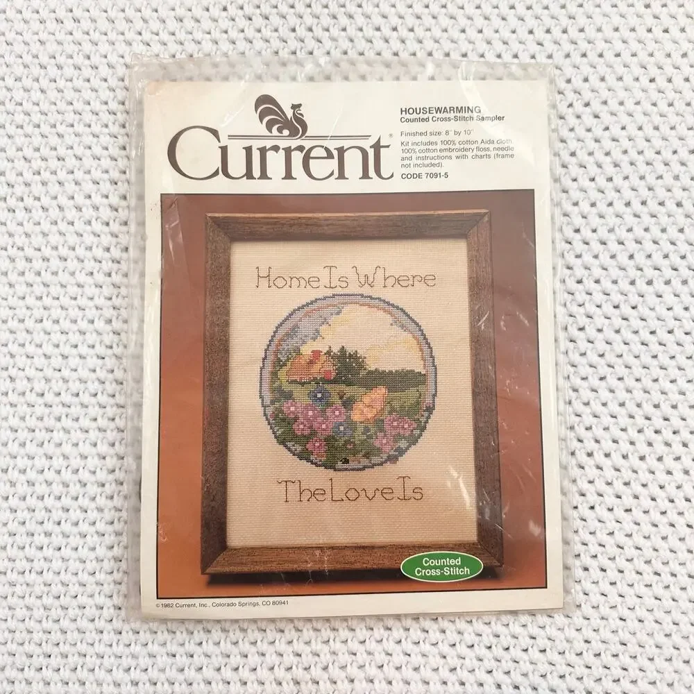 Current Vintage NOS 1982 Housewarming Home is Where the Love Is Cross Stitch Kit